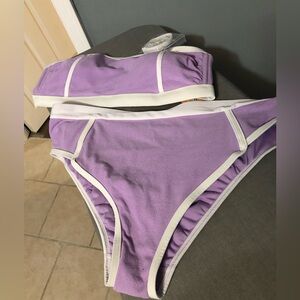 Kona Sol Purple with White Trim 2 piece swimsuit brand new